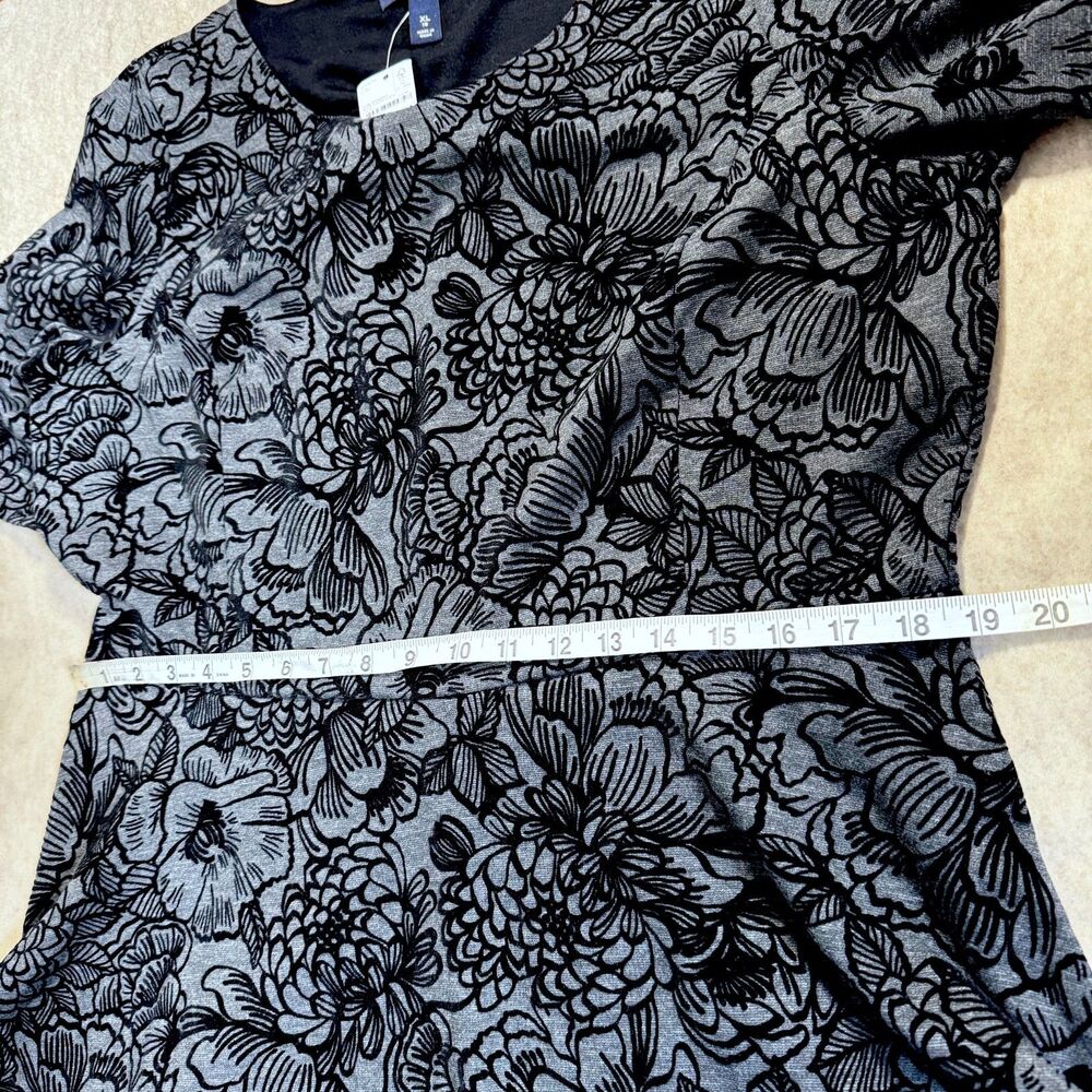 Lands End gray flocked velvet floral dress women’s XL NEW whimsigoth modest - Picture 7 of 9